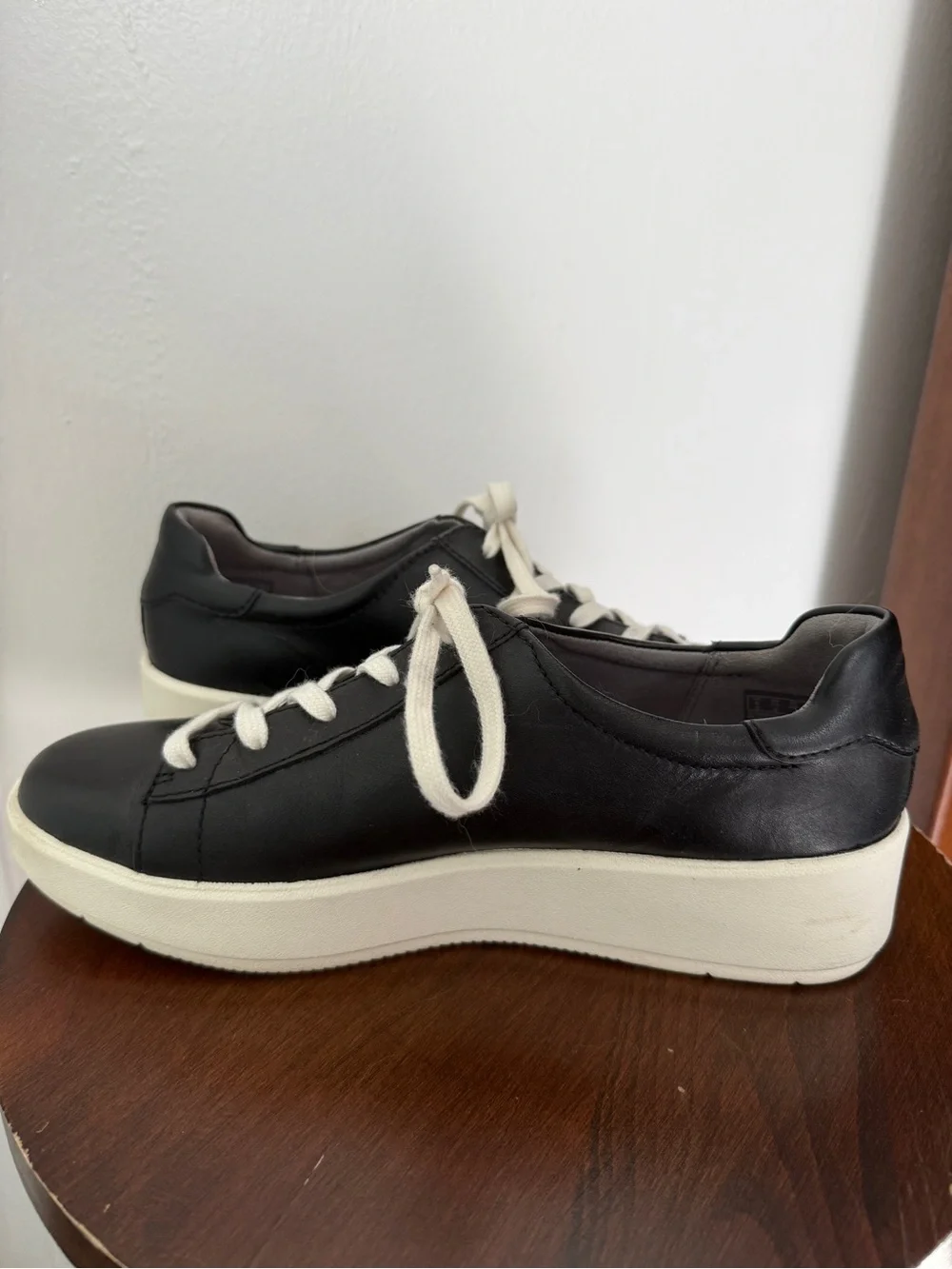 Clarks Black Leather Platform Sneakers- size 8
